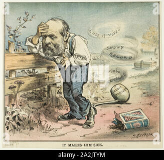 Il le rend malade, à partir de la rondelle, publié le 18 août 1880, Joseph Keppler, Américain, 1638-1894, United States, lithographie couleur sur papier journal, 206 x 222 mm Banque D'Images