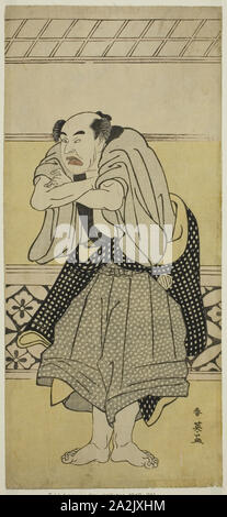 L'Acteur Asao Tamejuro J comme Gotobei ivre dans la pièce Yoshitsune Koshigoe Jo, joué au Théâtre Ichimura dans le neuvième mois, 1790, ch. 1790, Katsukawa Shun'ei, Japonais, 1762-1819, le Japon, la couleur, estampe hosoban, 32,5 x 14,8 cm (12 13/16 x 5 13/16 in Banque D'Images