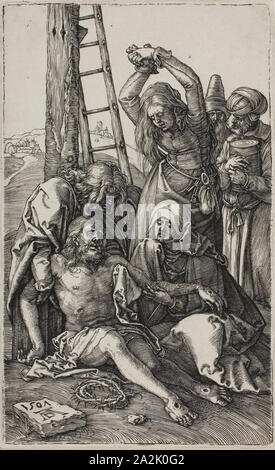 Lamentation du Christ, de la Passion, 1507, publié 1513, Albrecht Dürer, allemand, 1471-1528, l'Allemagne, la gravure en noir sur papier vergé ivoire, 116 x 70 mm (image/plaque), 118 x 73 mm (feuille Banque D'Images