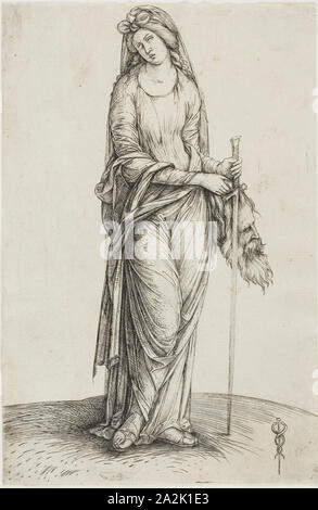 Judith tenant la tête d'Holoferne, c. 1498, Jacopo de' Barbari, Italien, 1460/70-avant juillet 1516, l'Italie, gravure en noir sur papier vergé ivoire, 182 x 120 mm (image/feuille, parés à l'intérieur d'une plaque mark Banque D'Images