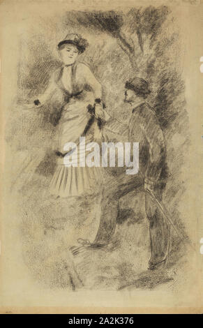 La descente du sommet : Jean Martin les plans tremblotants Hélène, la Fille du banquier (recto), demi-longueur Esquisse d'une femme (verso), 1881, Pierre Auguste Renoir, Français, 1841-1919, France, craie noire (recto et verso) sur papier vergé crème (décolorées pour tan), 492 × 319 mm Banque D'Images