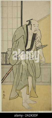 L'Acteur Asao Tamejuro J comme Gotobei ivre dans la pièce Yoshitsune Koshigoe Jo, joué au Théâtre Ichimura dans le neuvième mois, 1790, ch. 1790, Katsukawa Shun'ei, Japonais, 1762-1819, le Japon, la couleur, estampe hosoban, 30,6 x 14 cm (12 1/16 x 5 1/2 in Banque D'Images