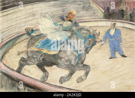 Au Cirque : Travailler dans l'anneau, 1899, Henri de Toulouse-Lautrec, Français, 1864-1901, France, fusain, pastel et craie noire, avec des touches de dessouchage, crayon de couleur, et l'incision, sur papier vélin blanc cassé, 217 × 316 mm Banque D'Images