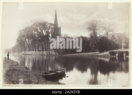 Stratford-on-Avon, Église de l'Avon, 1860/94, Francis Bedford, anglais, 1816-1894, l'Angleterre, à l'albumine, 18,1 × 28,1 cm (image), 18.9 × 28.4 cm (papier Banque D'Images