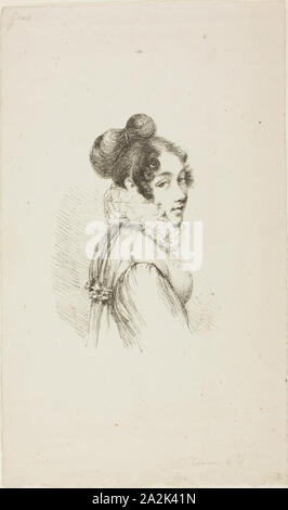 Portrait d'une jeune dame, ch. 1820, Dominique-Vivant Denon, Français, 1747-1825, France, lithographie en noir sur vélin crème, 133 × 93 mm (image), 268 × 159 mm (feuille Banque D'Images