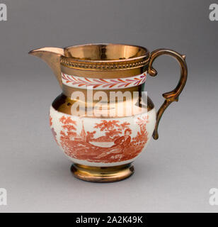 Pitcher, 1810/20, l'Angleterre, Staffordshire, Staffordshire, plomb-faïence avec décoration lustre, H. 10,5 cm (4 1/8 in Banque D'Images