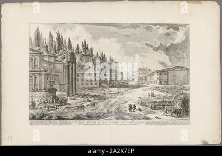 Vue sur le site de l'ancien Forum romain, à partir de vues de Rome, 1750/59, Giovanni Battista Piranesi, italien, 1720-1778, l'Italie, l'eau-forte sur papier vergé ivoire lourds, 356 x 590 mm (image), 379 x 596 mm (plaque), 530 x 810 mm (feuille Banque D'Images