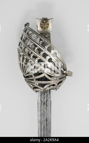 Basket-Hilted Schiavona (sabre), 1775/1800, Italien, Venise, Venise, acier, argent, bois, corail et, dans l'ensemble L. 107,5 cm (42 5/16 in Banque D'Images