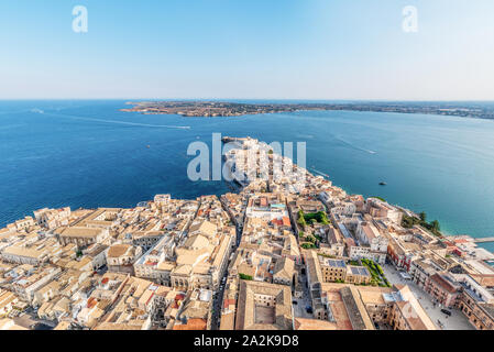 La ville de Syracuse en Sicile et côte vieille île Ortigia Banque D'Images