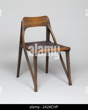 Side Chair, 1898/99, conçue par Richard Riemerschmid, allemand, 1868-1957, faites par Vereinigte Werkstätten für Kunst und Handwerk, Munich, Munich, Bog oak et cuir, 80,7 × 55,3 cm (31 3/4 x 21 3/4 in Banque D'Images