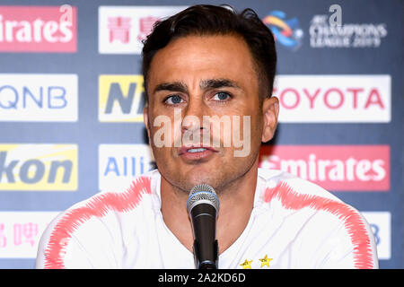 Fabio Cannavaro, entraîneur de Guangzhou Evergrande FC Taobao parle lors de la conférence de presse avant la demi-finale de Coupe d'Asie des nations 2019, au Japon, à Urawa 1 octobre 2019. Banque D'Images