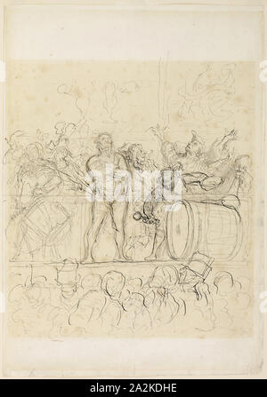 Le côté Show (La Parade), 1865/67, Honoré Daumier Victorin, Français, 1808-1879, France, plume et encre noire et grise, et brosse de lavage avec du charbon, sur papier vergé ivoire (décolorées pour la crème), 517 × 364 mm Banque D'Images