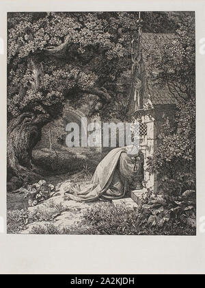 La prière religieuse, 1829, Johann Wilhelm Schirmer, allemand, 1807-1863, l'Allemagne, de gravure sur off-white chine et buff papier vélin, 223 x 190 mm (image), 280 x 217 mm (plaque), 667 x 546 mm (feuille Banque D'Images