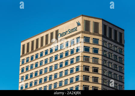 Credit Suisse Canary Wharf Londres Royaume-Uni. Credit Suisse Group AG Londres. Banque D'Images