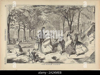 Le Boston Common, publié le 22 mai 1858, Winslow Homer (Américain, 1836-1910), publié par Harper's Weekly (American, 1857-1916), United States, gravure sur bois sur papier, 234 x 352 mm (image), 280 x 395 mm (feuille Banque D'Images