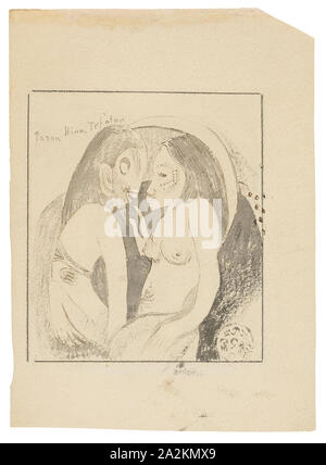 Parau Hina Tefatou (mots entre déesse de la Lune et dieu de la Terre),° 1893/94, Paul Gauguin, Français, 1848-1903, France, au pinceau et lavage gris, plume et encre brune (à l'origine de pourpre, est.), avec fabrication de noir, craie sur papier vélin ivoire texturé, 342 × 248 mm Banque D'Images