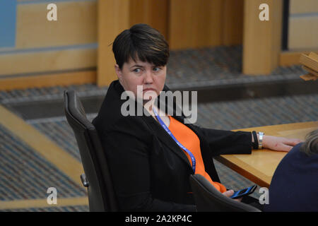 Edinburgh, Royaume-Uni. 06Th Oct, 2019. Paris, 3 octobre 2019. Sur la photo : Ruth Davidson MSP - ancien chef du parti conservateur au Parlement écossais au cours de la séance hebdomadaire des premiers ministres aux questions. Crédit : Colin Fisher/Alamy Live News Banque D'Images