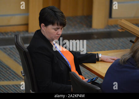 Edinburgh, Royaume-Uni. 06Th Oct, 2019. Paris, 3 octobre 2019. Sur la photo : Ruth Davidson MSP - ancien chef du parti conservateur au Parlement écossais au cours de la séance hebdomadaire des premiers ministres aux questions. Crédit : Colin Fisher/Alamy Live News Banque D'Images