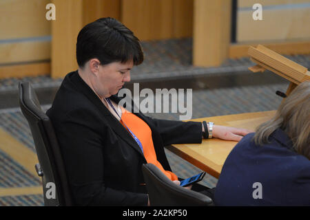 Edinburgh, Royaume-Uni. 06Th Oct, 2019. Paris, 3 octobre 2019. Sur la photo : Ruth Davidson MSP - ancien chef du parti conservateur au Parlement écossais au cours de la séance hebdomadaire des premiers ministres aux questions. Crédit : Colin Fisher/Alamy Live News Banque D'Images