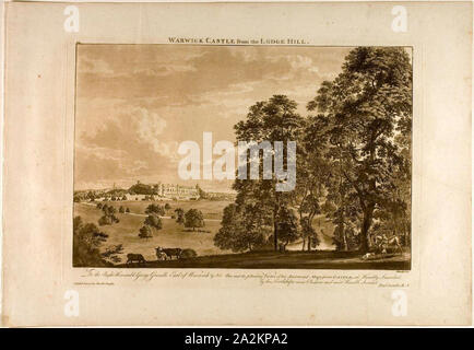 Le Château de Warwick du Lodge Hill, plaque 1, janvier 1776, Paul Sandby, anglais, 1731-1809, l'Angleterre, l'eau-forte et aquatinte, imprimé à l'encre bistre sur papier vergé crème, 301 × 450 mm (image), 340 × 480 mm (plaque), 440 × 635 mm (feuille Banque D'Images