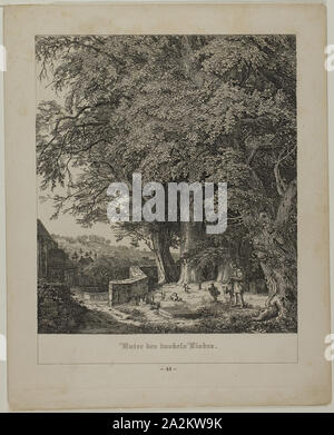 Sous l'ombre des tilleuls, 1838, Johann Wilhelm Schirmer, allemand, 1807-1863, l'Allemagne, de gravure sur ivoire papier vélin, 212 x 186 mm (image), 288 x 230 mm (feuille Banque D'Images