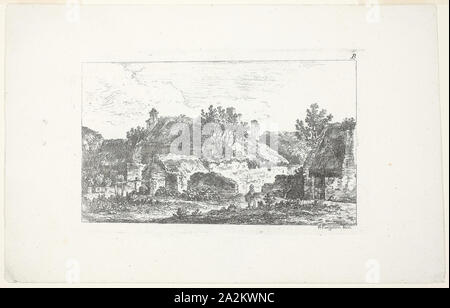 Paysage, à partir de la deuxième cahier de Paysage, 1772, Nicolas Pérignon, Français, 1726-1782, France, Eau-forte sur papier vergé blanc cassé, 129 × 195 mm (plaque), 159 × 249 mm (feuille Banque D'Images