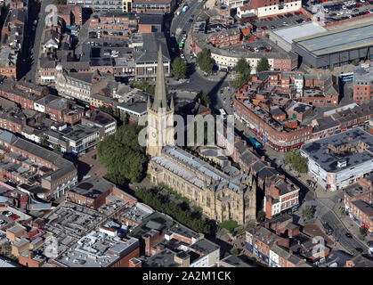 Vue aérienne de la cathédrale de Wakefield, West Yorkshire, Royaume-Uni Banque D'Images