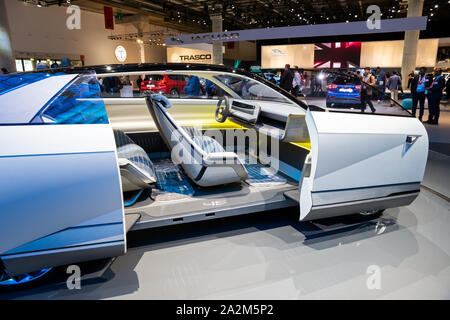 Francfort, Allemagne - Sep 11, 2019 : Intérieur de la Hyundai 45 EV concept-car à l'auto IAA de Francfort 2019. Banque D'Images