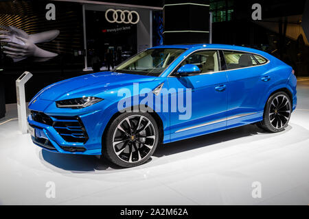 Francfort, Allemagne - Sep 11, 2019 : voiture Lamborghini Urus en vedette à l'IAA Frankfurt Motor Show 2019. Banque D'Images