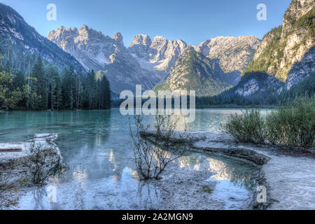 Lago Di Landro, Dobbiaco, Trentio - Alto Adige, Italie, Europe Banque D'Images