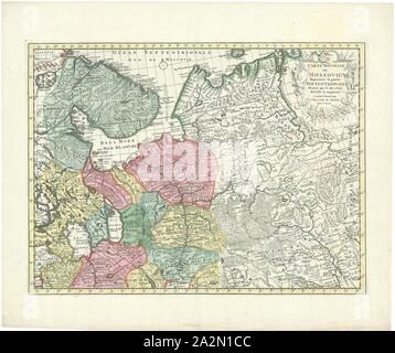 La carte, Carte nouvelle de Moscovie represente la partie septentrionale dressée par G. DE L'Isle et rectifié, increased Guillaume Delisle (1675-1726), impression sur cuivre Banque D'Images