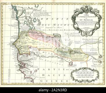 La carte, Carte de l'Afrique Françoise ou du Sénégal, Guillaume Delisle (1675-1726), impression sur cuivre Banque D'Images