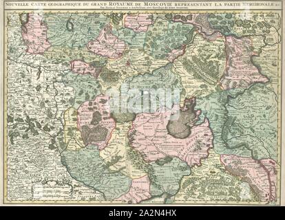 La carte, nouvelle carte géographique du grand Royaume de Moscovie représentant la partie meridionale &c., Nicolaes Jansz. Visscher (1649-1702), impression sur cuivre Banque D'Images