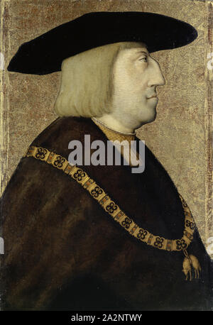 Portrait de l'Empereur Maximilien I, huile sur bois de tilleul, 46 x 32 cm, non marqué, Meister von Messkirch, (Umkreis ( ?) / cercle ( ?)), tätig um 1530-1543 dans la région de Messkirch Banque D'Images