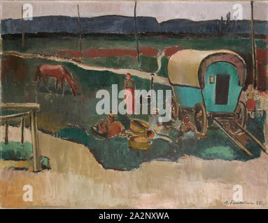 Camp de gitans en Alsace, 1925, huile sur toile, 82,5 x 105 cm, signé et daté en bas à droite : A. Fiechter 25., Arnold Fiechter, Sissach/Baselland 1879-1943 Basel Banque D'Images