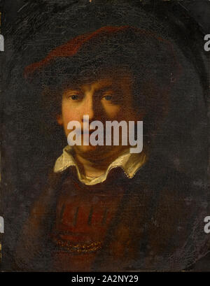 Autoportrait avec béret rouge, fin 18e, début du 19e siècle, huile sur toile, 56 x 43,5 cm, non marqué, Beyeren. van Rijn, (Kopie nach / copie après), Leiden 1606-1669 Amsterdam Banque D'Images