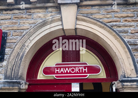 Haworth Gare Signalisation. West Yorkshire, Angleterre, Royaume-Uni Banque D'Images