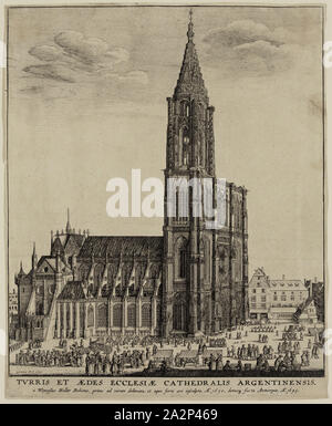 Wenceslaus Hollar, allemand, 1607-1677, la cathédrale de Strasbourg, 1645, eau-forte imprimée dans l'encre noire sur papier vergé, plaque : 8 5/8 po × 7 po (21,9 × 17,8 cm Banque D'Images