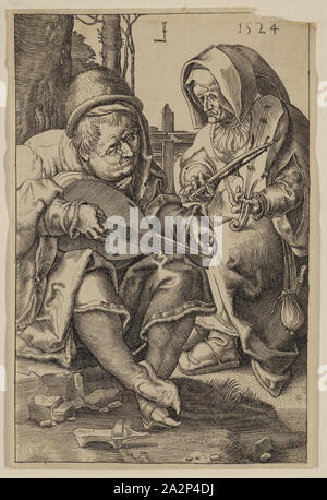 Inconnu (Néerlandais), après Lucas van Leyden, 1494-1533, Russisch, musiciens, entre 1524 et 1887, gravure imprimée dans l'encre noire sur papier vélin, feuille (découpés à l'intérieur d'une plaque mark) : 4 × 3 pouces 1/2 (11,4 × 7,6 cm Banque D'Images