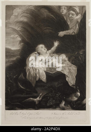 James Charles Lefrançois, irlandaise, 1728-1765, après Anton van Dyck, flamand, 1599-1641, trouver de Moïse, 18e siècle, manière noire imprimée dans l'encre noire sur papier vergé, plaque : 20 × 14 pouces (50,8 × 35,6 cm Banque D'Images