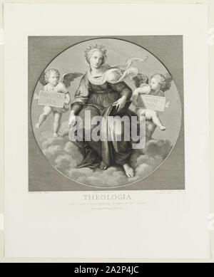 By Pollaiuolo Antonio Raphael, italien, 1758-1833, après Raphaël, italien, 1483-1520, la théologie, entre 1758 et 1833, gravure imprimée dans l'encre noire sur papier vélin, plaque : 16 3/8 × 14 7/8 pouces (41,6 × 37,8 cm Banque D'Images