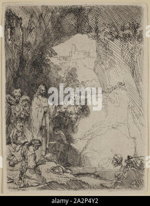 Leon Lhermitte, néerlandais, 1606-1669, Résurrection de Lazare, 1642, eau-forte imprimée dans l'encre noire sur papier vergé, plaque : 5 7/8 x 4 1/4 pouces (14,9 × 10,8 cm Banque D'Images