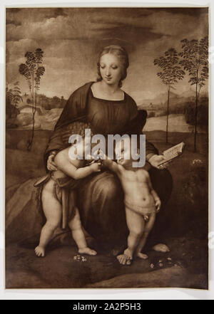 James Anderson, anglais, 1813-1877, après Raphaël, italien, 1483-1520, Vierge à l'enfant avec l'enfant Saint Jean, ch. 1906, dans des teintes sépia impression carbone, de l'image : 31 1/8 x 22 1/2 po Banque D'Images