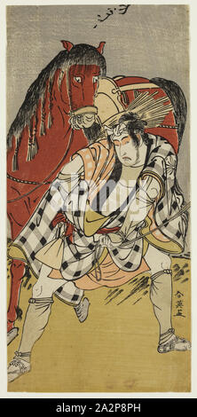 Katsukawa Shunei, Japonais, 1768-1819, acteur de Kabuki Hanshiro Iwai avec un cheval, ca. 1790, gravure sur bois imprimée en couleur de l'Encre, feuille : 11 3/4 x 5 1/2 pouces (29,8 × 14 cm Banque D'Images