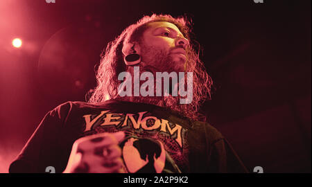 Copenhague, Danemark. 09Th Oct, 2019. Le groupe de deathcore américain Chelsea Grin effectue un concert live à Amager Bio à Copenhague. Ici le chanteur Tom Barber est vu sur scène. (Photo crédit : Gonzales Photo/Alamy Live News Banque D'Images