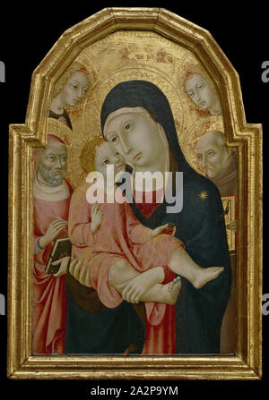 Sano di Pietro, italien, 1405-1481, Vierge à l'enfant avec Saint Bernardino, Saint Jérôme et deux anges, entre 1405 et 1481, tempera sur panneau de bois, non monté : 25 × 16 3/4 po (63,5 × 42,5 cm Banque D'Images