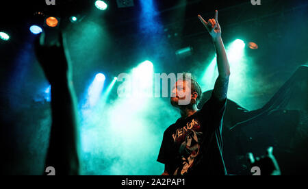 Copenhague, Danemark. 09Th Oct, 2019. Le groupe de deathcore américain Chelsea Grin effectue un concert live à Amager Bio à Copenhague. Ici le chanteur Tom Barber est vu sur scène. (Photo crédit : Gonzales Photo/Alamy Live News Banque D'Images