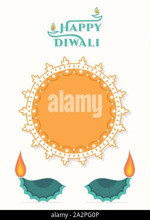 Happy Diwali festival bannière, carte. Illustration de burning diya, fête des lumières de l'Inde Illustration de Vecteur