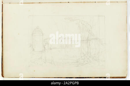 Thomas Cole, Américain, 1801-1848, Newstead Abbey, Nottinghamshire, Angleterre, 1830, crayon sur papier vélin blanc cassé, feuille : 15 1/2 x 9 1/4 pouces (39,4 × 23,5 cm Banque D'Images