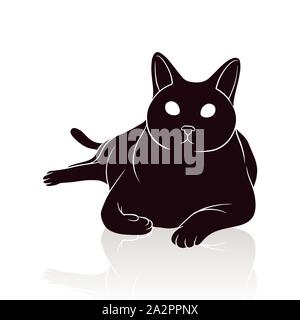 Silhouette de chat vector illustration isolé sur fond blanc Illustration de Vecteur